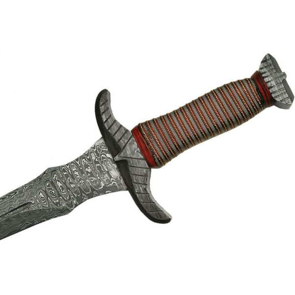 Damascus Needle Tooth Wired Sword 30" Fixed Blade Damascus Steel