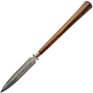 Damascus Spear Wood Handle Fixed Blade Knife 8" Damascus Steel