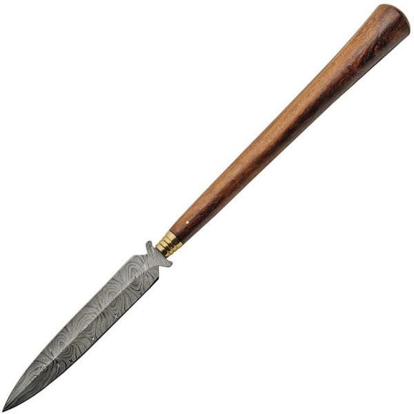 Damascus Spear Wood Handle Fixed Blade Knife 8" Damascus Steel