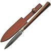 Damascus Spear Wood Handle Fixed Blade Knife 8" Damascus Steel