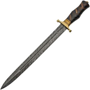 DM5019.jpg Damascus Braided Wood Sword 22" Fixed Blade Damascus Steel