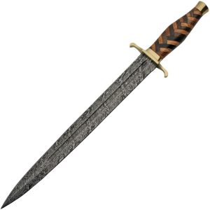 DM5020.jpg Damascus Braided Damascus Sword 21" Fixed Blade Olive Wood
