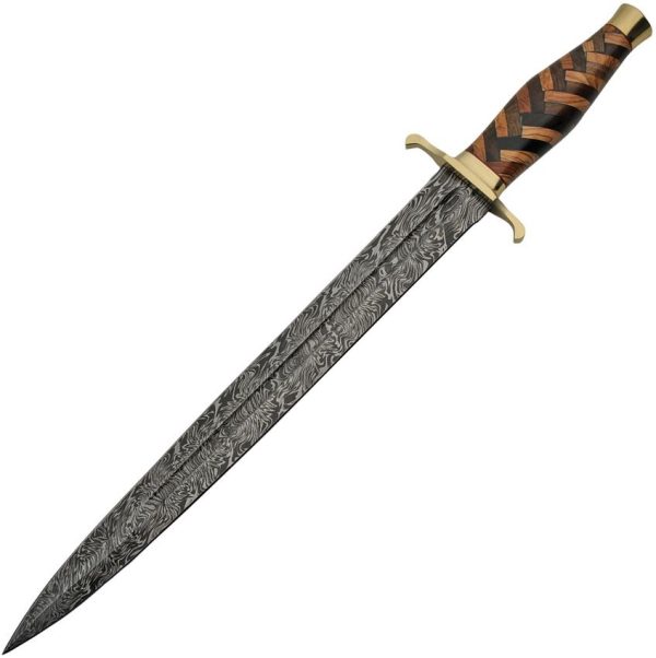 Damascus Braided Damascus Sword 21" Fixed Blade Olive Wood