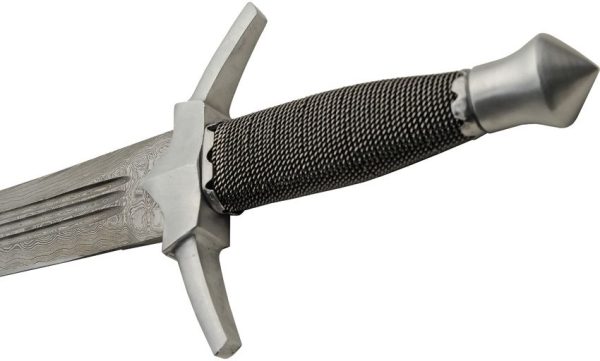 Damascus Short Sword Wire Handle Fixed Blade 19in Damascus Steel