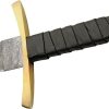 Damascus Medieval Sword 23" Damascus Steel Blade Black Leather