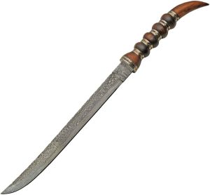 Damascus Ring Tail Saber Fixed Blade Knife 14.5" Damascus Steel