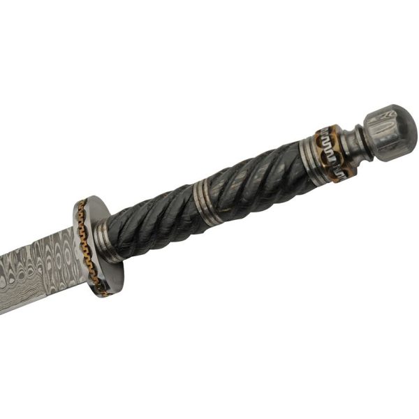 Damascus Twisted Short Sword 14.5" Damascus Blade Fixed Knife