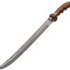Damascus Saber Brass/Wood Fixed Blade Knife 14.5" Damascus Steel