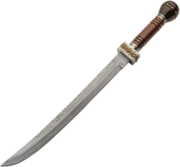 Damascus Fancy Guard Short Sword - 14.5 inch Blade