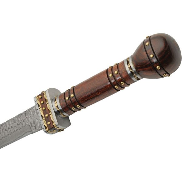 Damascus Fancy Guard Short Sword - 14.5 inch Blade