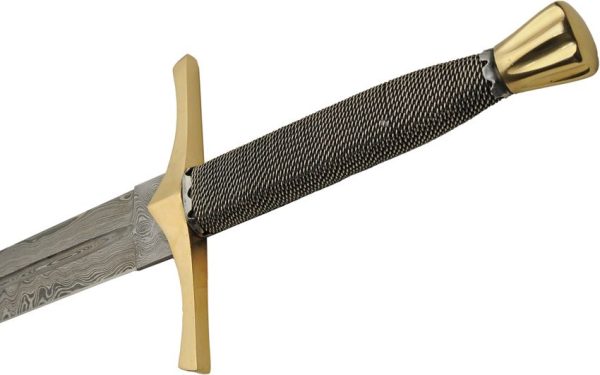 Damascus Two-Handed Sword 25" Damascus Steel Blade Wire Wrap