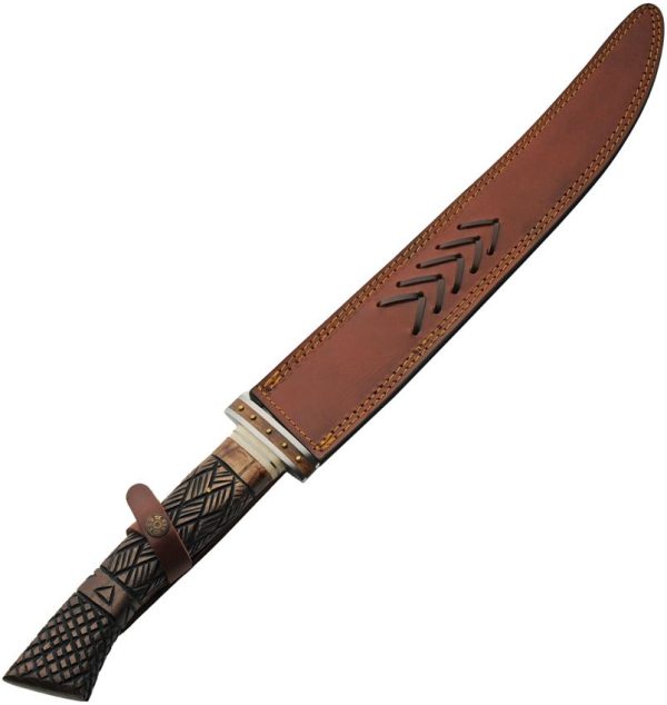 Damascus Saber Style Sword 16.5" Damascus Steel Blade Fixed
