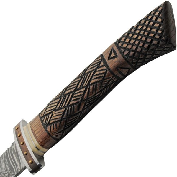 Damascus Saber Style Sword 16.5" Damascus Steel Blade Fixed