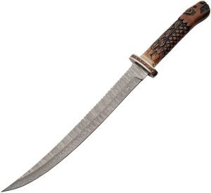 Damascus Fafnir Short Sword 15.25" Damascus Steel Fixed Blade