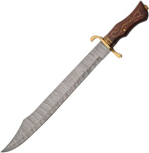 Damascus Scimitar Brass Inlay 21" Damascus Steel Fixed Blade