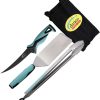 Danco Pro Series 4pc Grilling Kit 7" Stainless Blade Black Teal