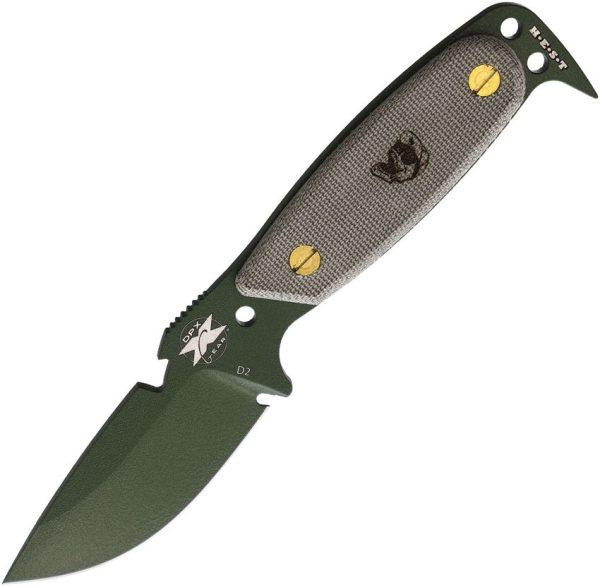 DPx Gear HEST Original Fixed Blade D2 Steel Green Kydex Sheath