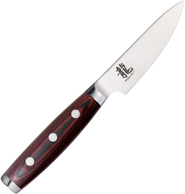 Dragon Fire Paring Knife 3.5" CTS-BD1 Red Micarta Fixed Blade