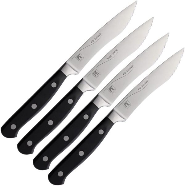 Dragon Recurve Steak Knife Set 4pc Serrated Stainless Steel