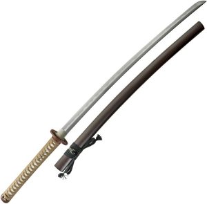 DRK35320.jpg Dragon King Fletching Katana 28.38" Satin Steel Blade Fixed Blade