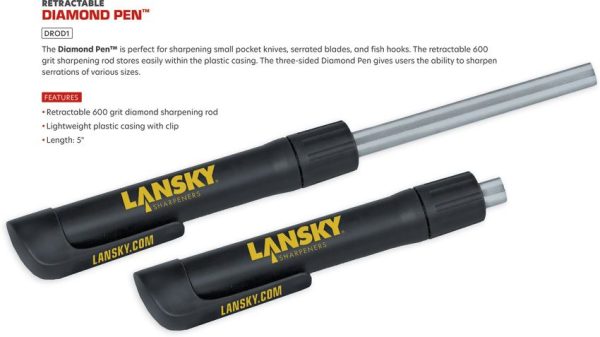 Lansky DROD1 Retractable Diamond Sharpening Rod - 600 Grit