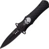 Dark Side Silver Skull Linerlock - Black Aluminum