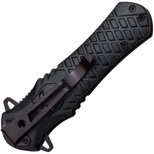 Dark Side Silver Skull Linerlock - Black Aluminum