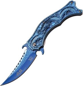 Dark Side Dragon Linerlock A/O Blue - Titanium Blade
