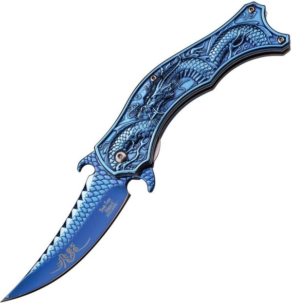 Dark Side Dragon Linerlock A/O Blue - Titanium Blade
