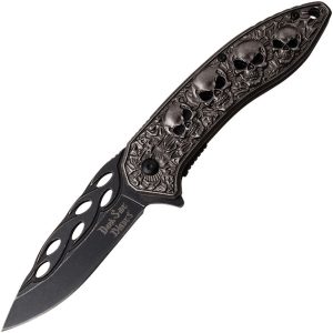 Dark Side Skull Linerlock A/O - Black Stonewash