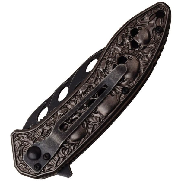 Dark Side Skull Linerlock A/O - Black Stonewash