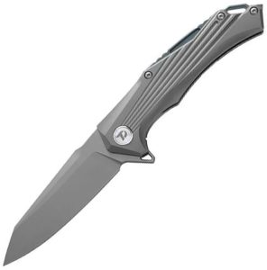 Dreamtech Framelock Gray Ti Folding Knife D2 Steel Reverse Tanto
