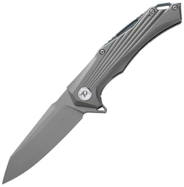 Dreamtech Framelock Gray Ti Folding Knife D2 Steel Reverse Tanto