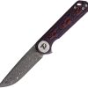 Dreamtech Linerlock Damascus Red Folding Knife
