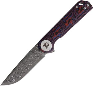 Dreamtech Linerlock Damascus Red Folding Knife