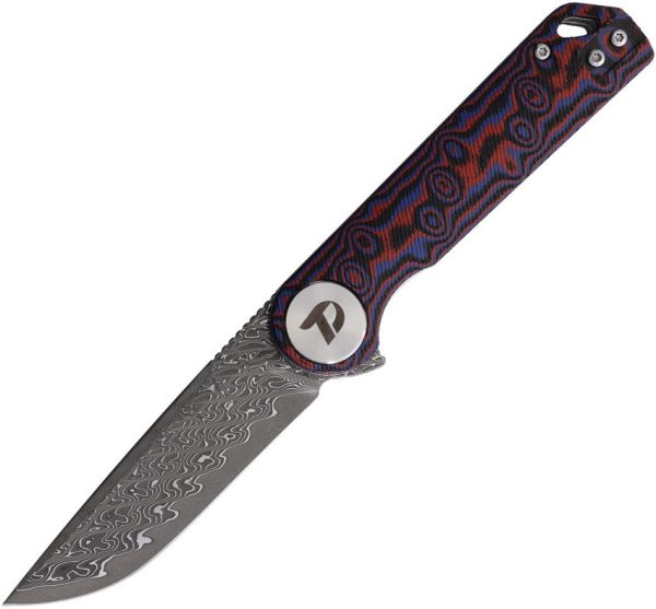 Dreamtech Linerlock Damascus Red Folding Knife