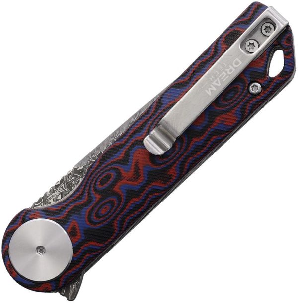 Dreamtech Linerlock Damascus Red Folding Knife