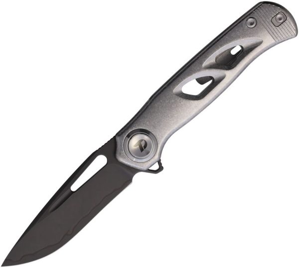 Dreamtech Button Lock Crystal Gray Folding Knife 3.13" Blade