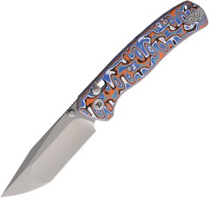 Dreamtech Axis Lock Blue Orange Micarta Tanto Knife