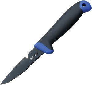 Dark Water Fixed Blade Partially Serrated - Black Rubber