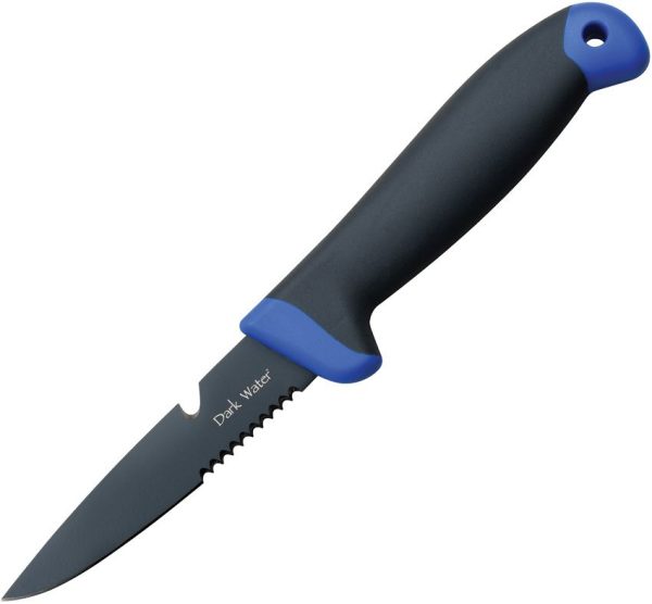 Dark Water Fixed Blade Partially Serrated - Black Rubber