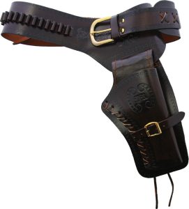DX01M.jpg Denix Single Right Draw Holster Dark Brown Spanish Leather Medium