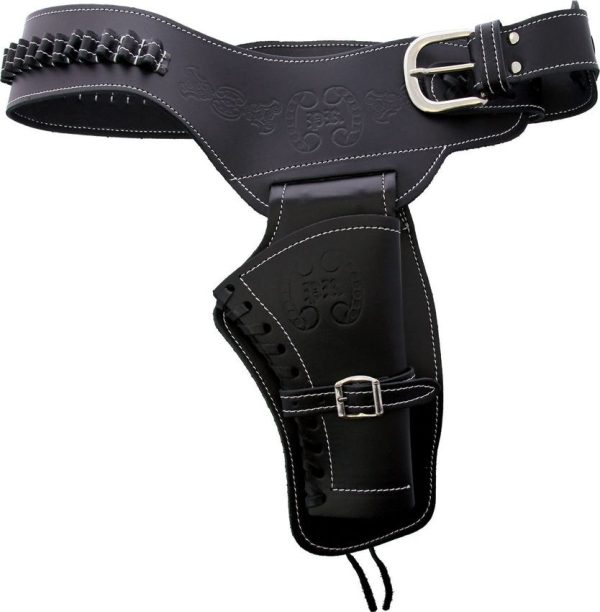 DX020M.jpg Denix MD Single Draw Holster Right Black Leather Medium