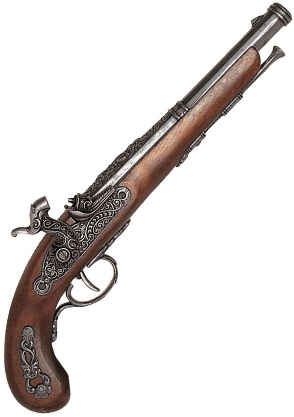 Denix 1872 French Percussion Pistol - Silver Finish