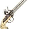 Denix Italian 3-Barrel Flintlock - Silver Finish