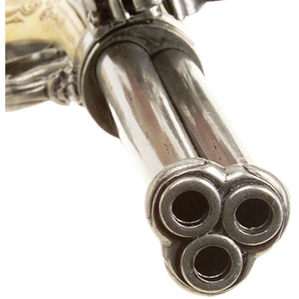 Denix Italian 3-Barrel Flintlock - Silver Finish