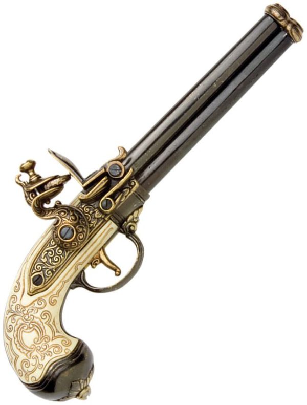 DX1016L.jpg Denix Italian 3-Barrel Flintlock - Blued Finish