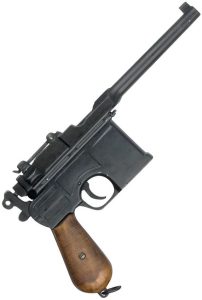 DX1024M.jpg Denix Broom Handled Mauser Replica Pistol Black Wood Grips