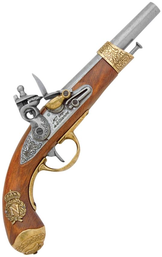 Denix Napoleons Flintlock Pistol - Brass Pommel