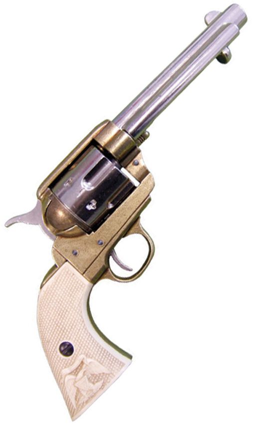 Denix 1873 Peacemaker Nickel Brass Revolver Replica